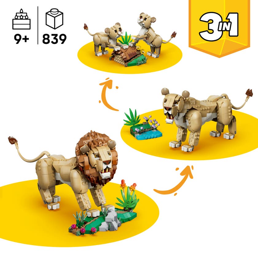 LEGO® Creator 3-i-1 Vilda djur: Majestätiskt lejon Leksak 31386