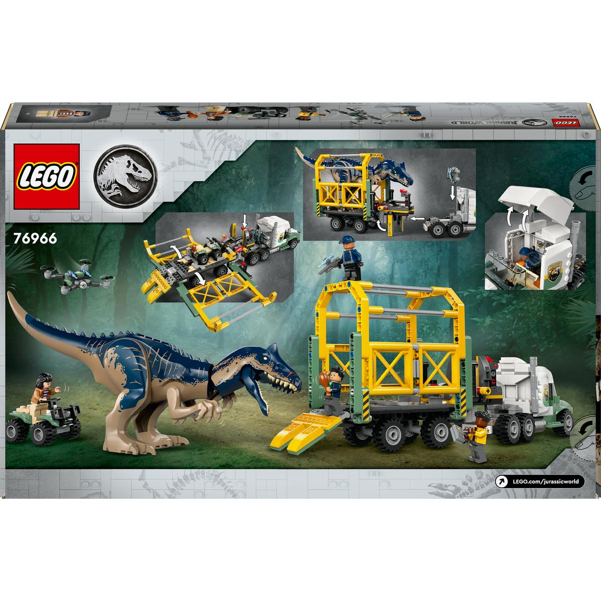 LEGO Jurassic World 76966, Dinosaurieuppdrag: transportbil med allosaurus