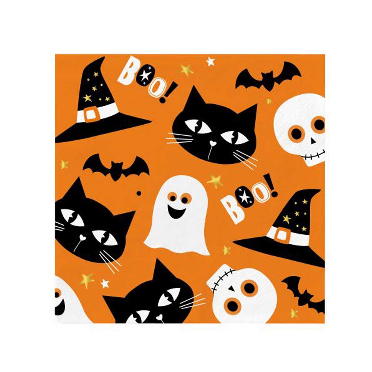 Halloween, Halloween Napkins Chost&Cat 33 Cm