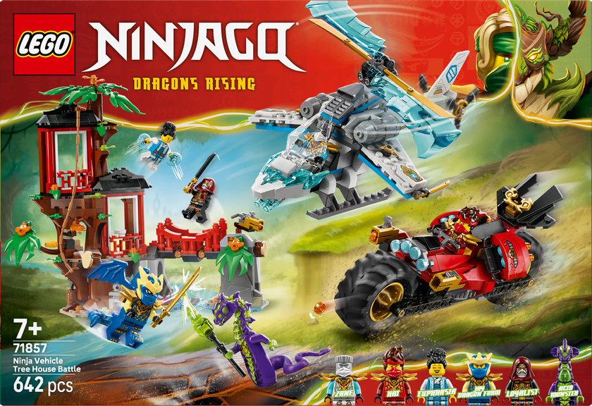 LEGO® NINJAGO® Ninjornas fordonsstrid vid trädkojan Lekset 71857