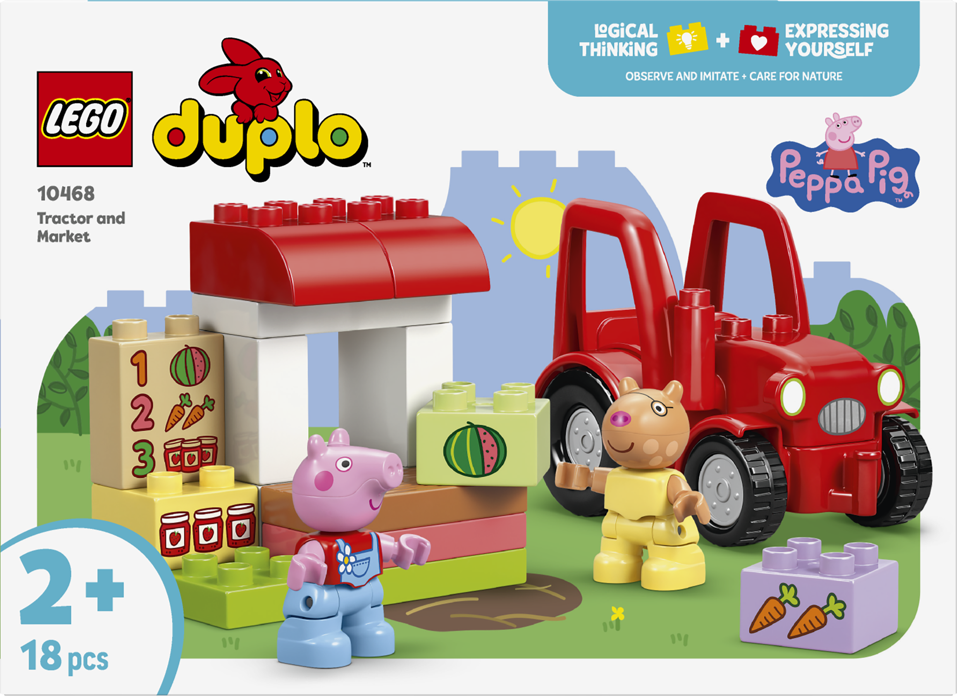 LEGO® DUPLO® Greta Gris Traktor och marknad Byggleksak med körbar bondgårdstraktor – 10468
