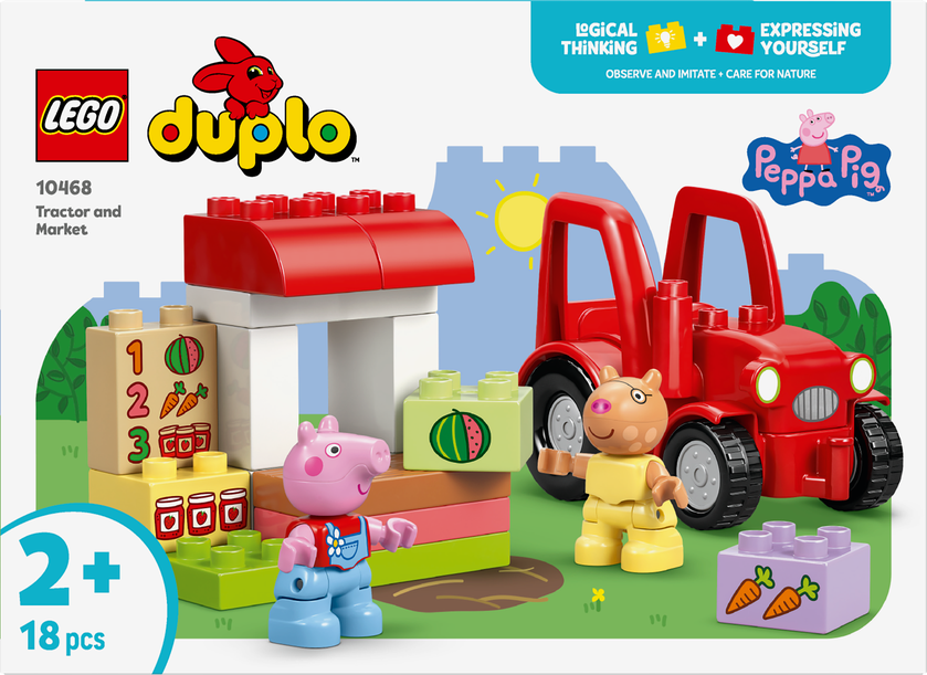 LEGO® DUPLO® Greta Gris Traktor och marknad Byggleksak med körbar bondgårdstraktor – 10468