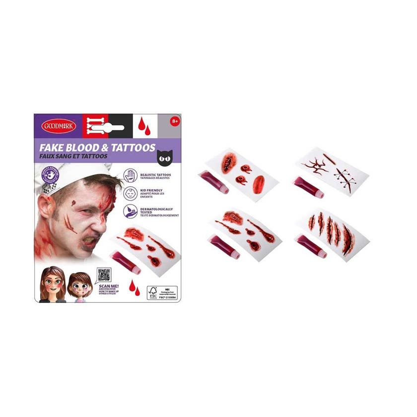 Halloween, Tatueringsset Blod 4 Olika