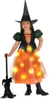 Utklädnad - Halloween Häxa med ljus 3-4 år