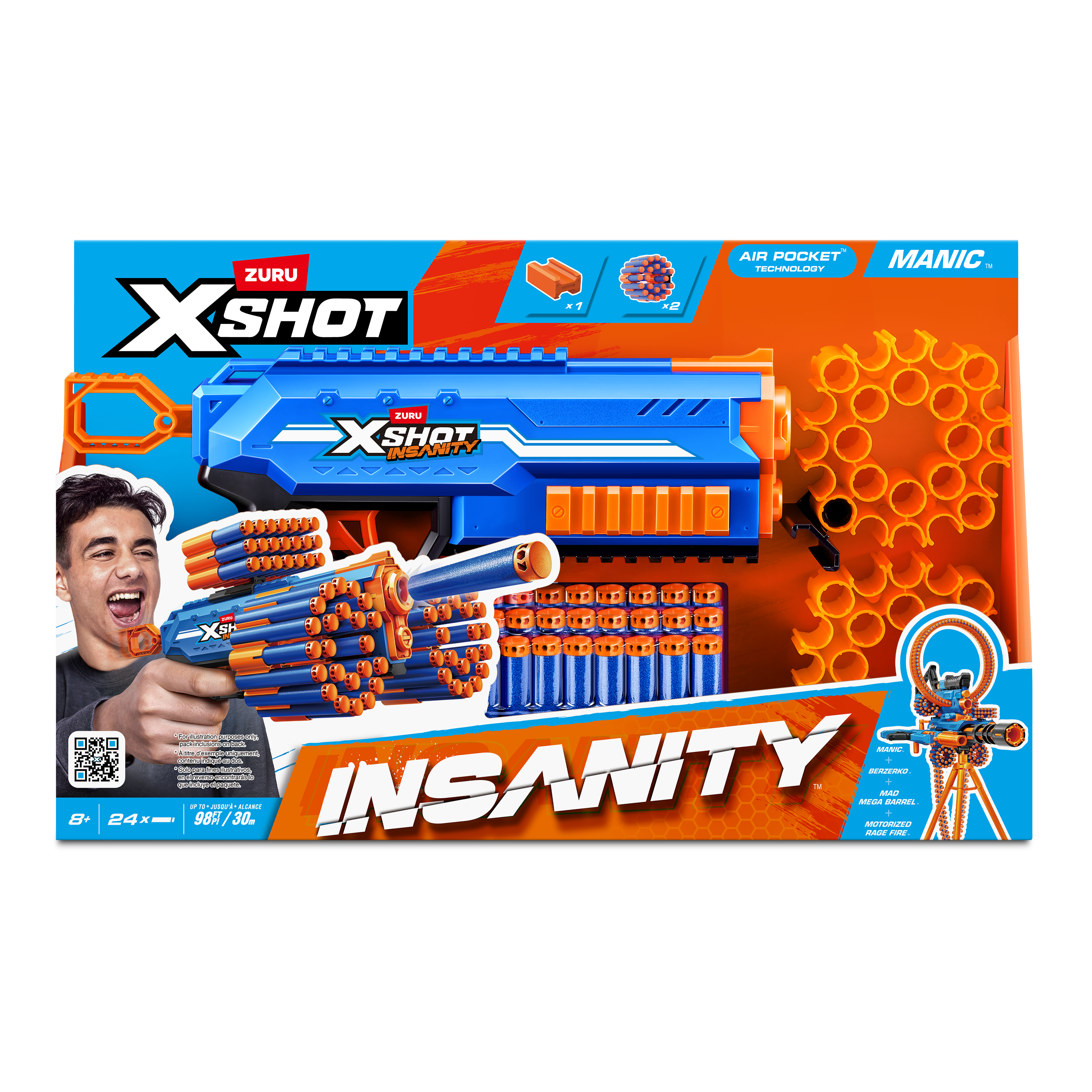 XSHOT Insanity Manic Blaster med 24 pilar