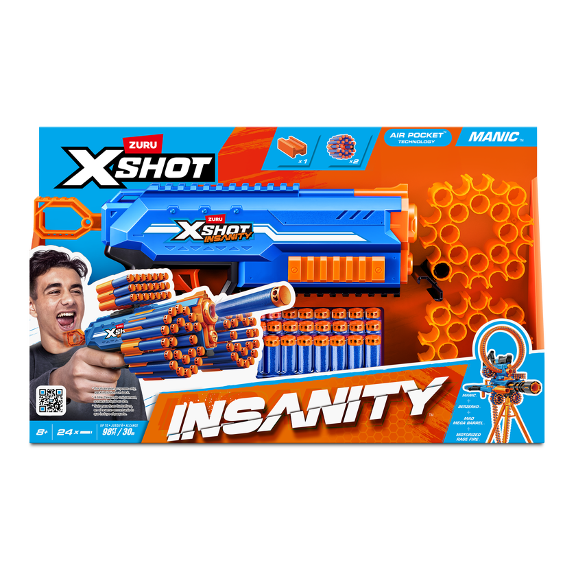 XSHOT Insanity Manic Blaster med 24 pilar