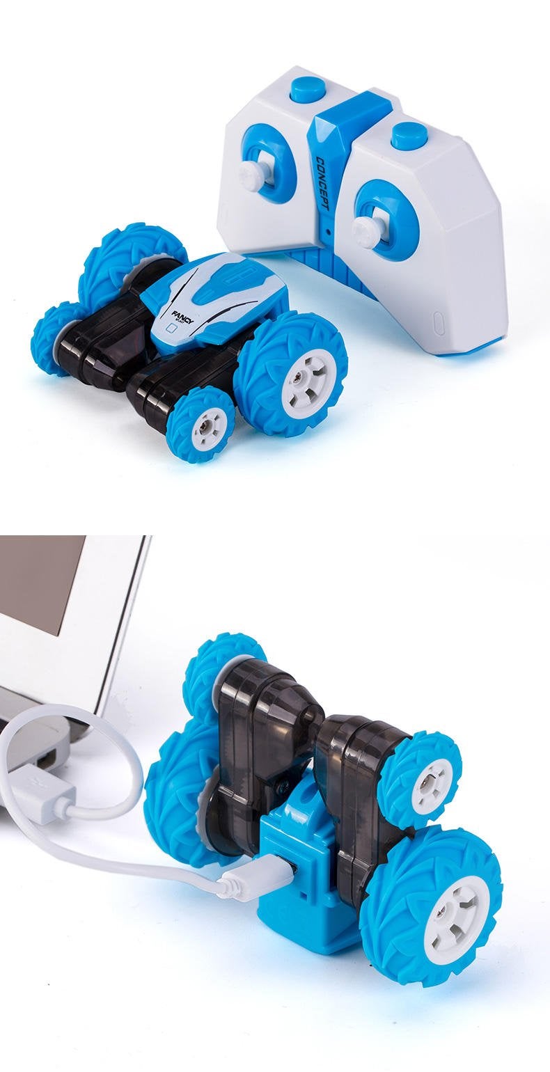 FUSION, Mini 4Ch 2.4G Rc Stunt Car 4 Wheel, Blå/Vit