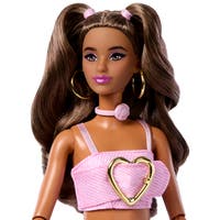 Barbie Deluxe Style Docka med Rosmönstrad Jeanslook