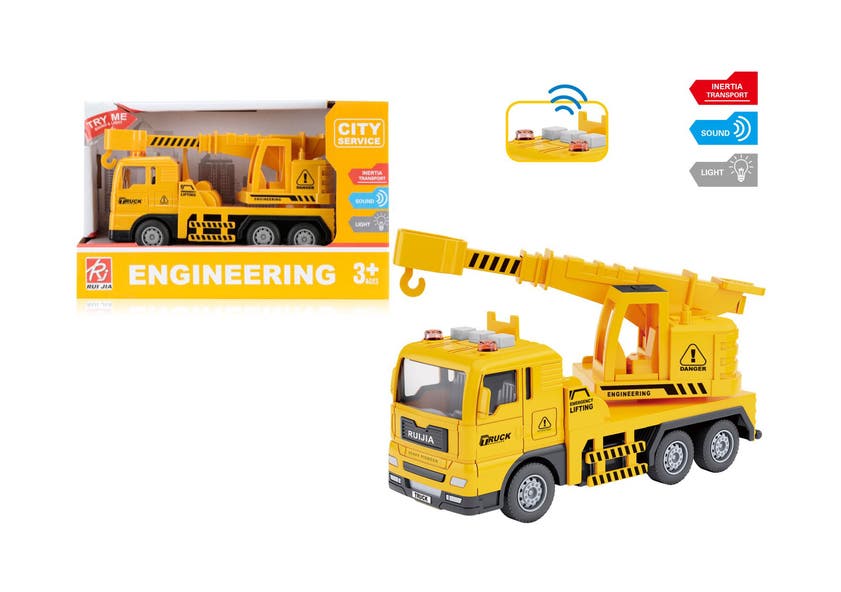 Rapid Speed - Lastbil med förarhytt och lyftkran gul ljud &