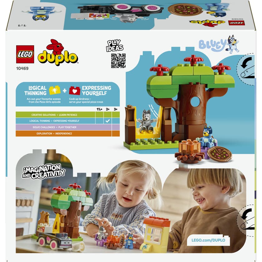 LEGO® DUPLO® Bluey Pizzatjejer med Muffin och Bluey 10469