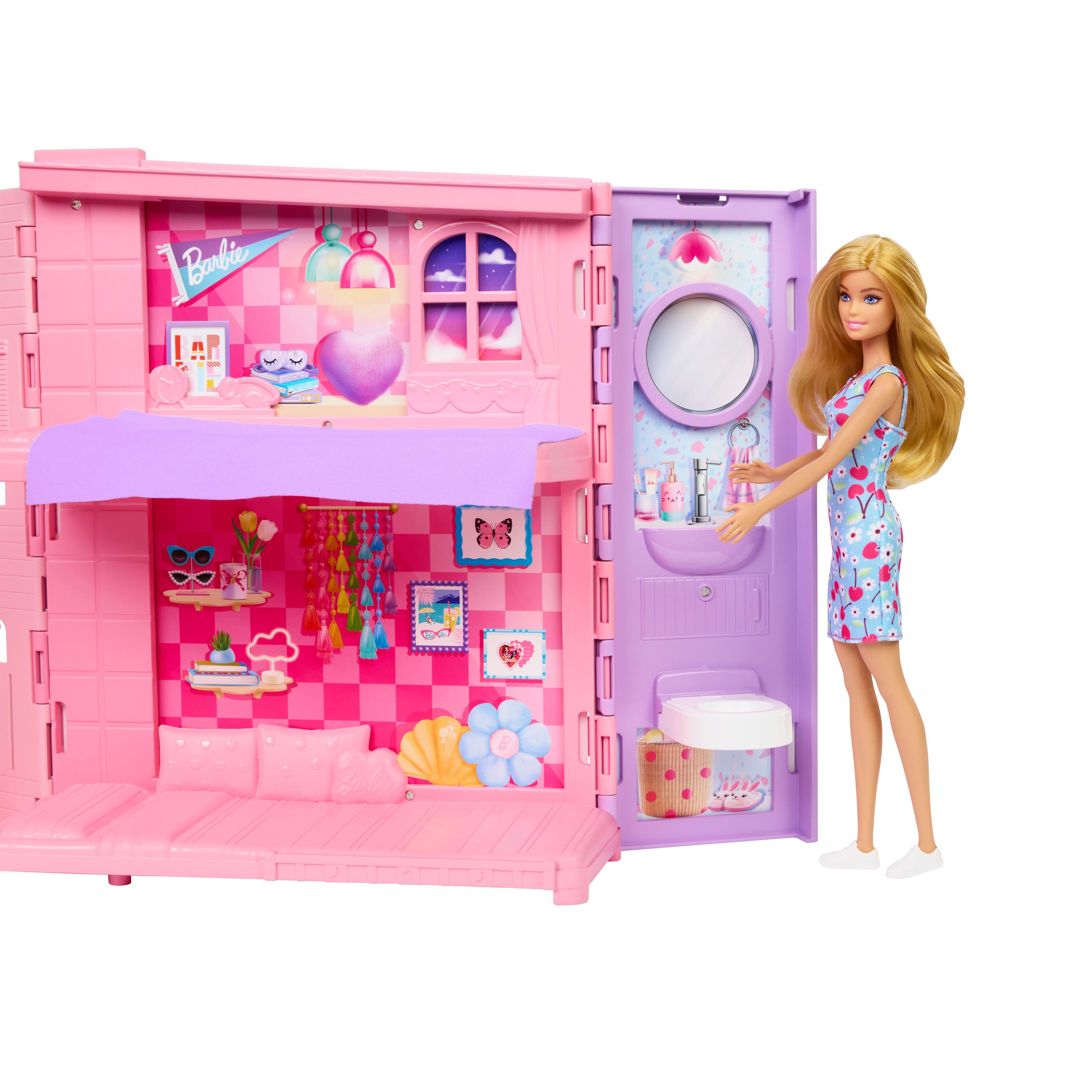 Barbie Weekendhus med docka och kattunge