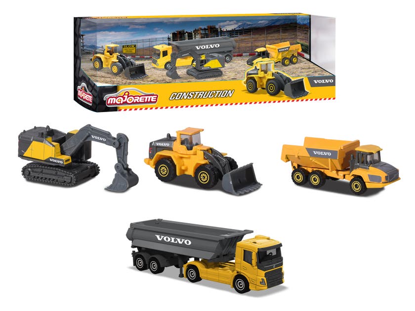 Majorette Volvo Anläggningsfordon, 4-Pack