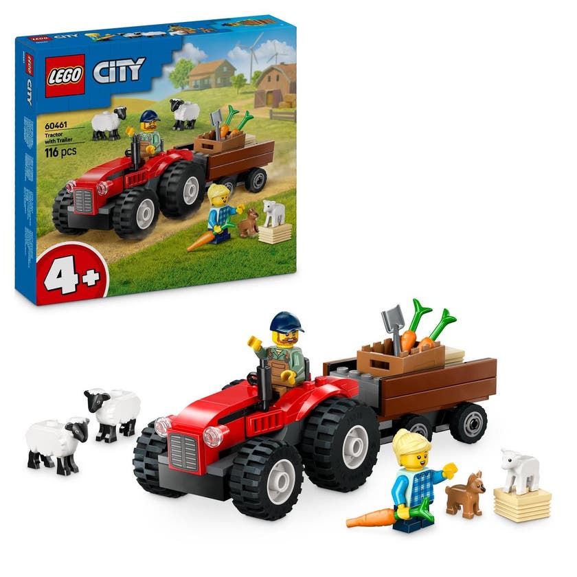 LEGO City Great Vehicles 60461, Röd jordbrukstraktor med släp och får