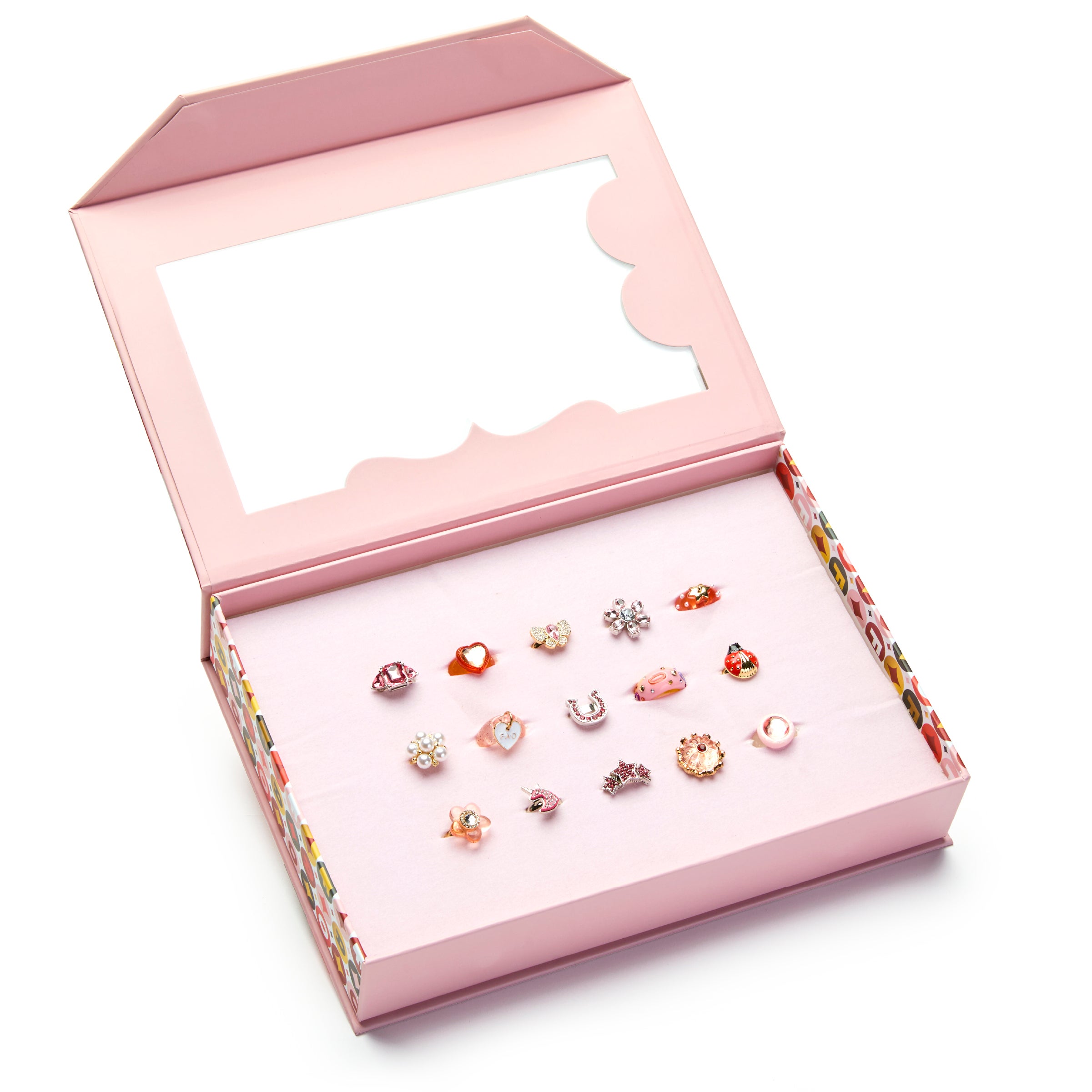 FAO Schwarz Glam Rings Set - 15 färgglada ringar