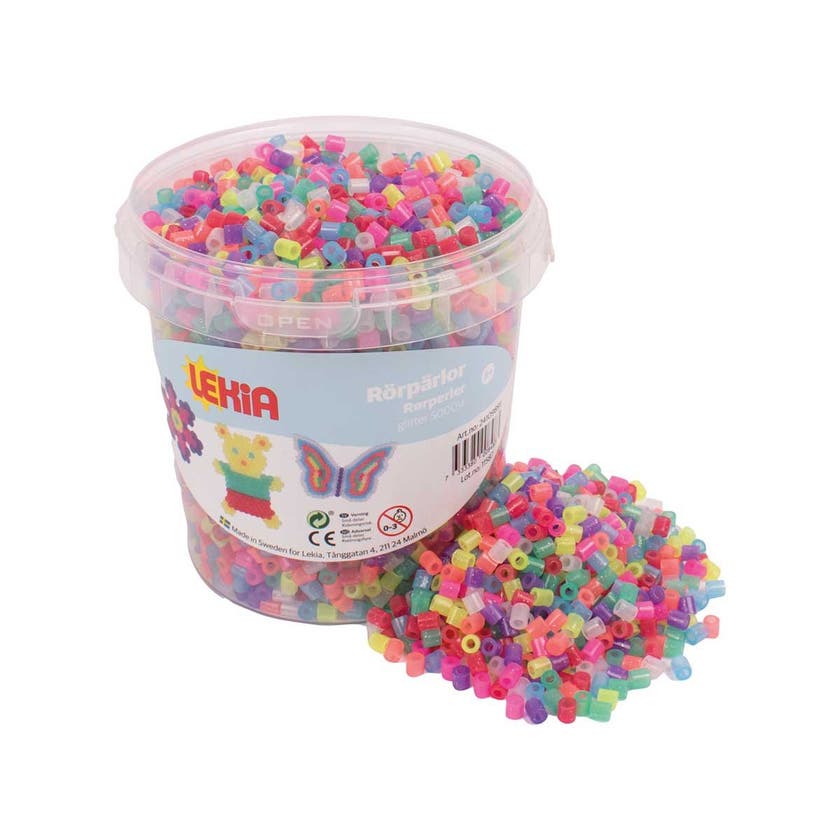 Rörpärlor i hink 5000st glitter