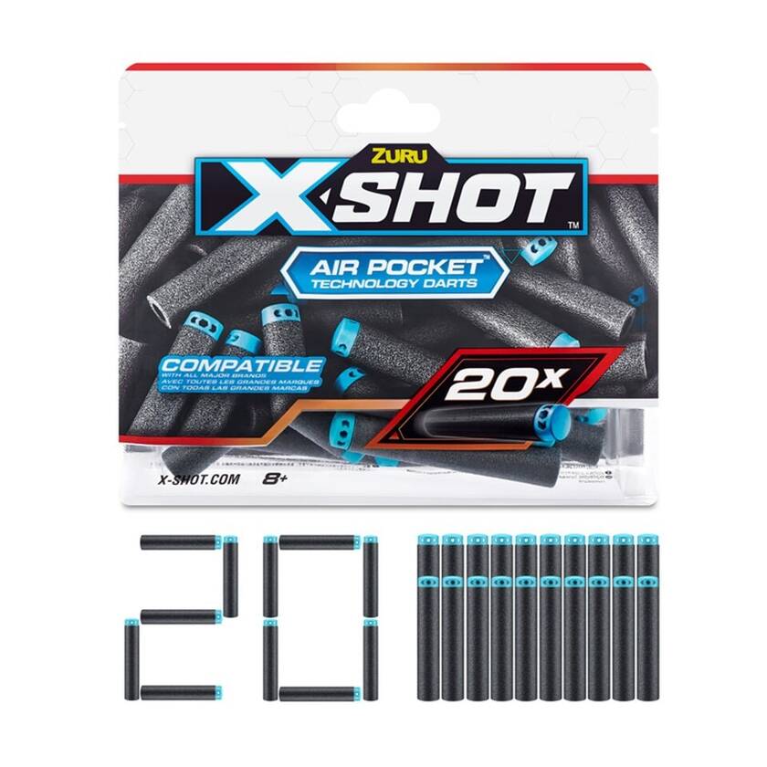 X-Shot, Excel 20PK Refill Darts Foilbag