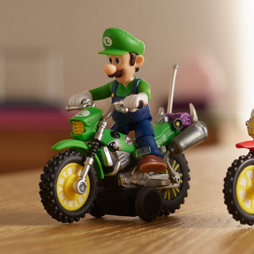 Super Mario Movie Luigi med motorcykel 2,5 tum