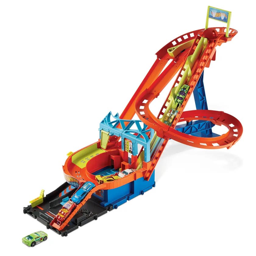 Hot Wheels City Roller Coaster Rally Track Set med 5 bilar