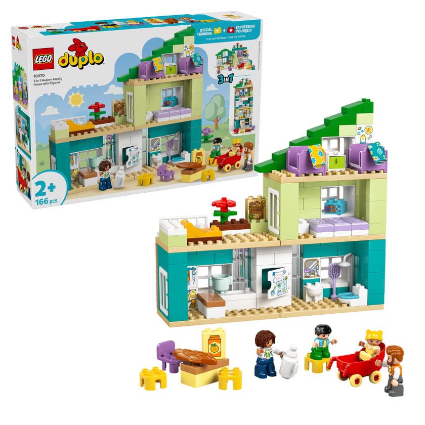 LEGO® DUPLO® Town 3 i 1 Modern familjevilla med figurer 10470