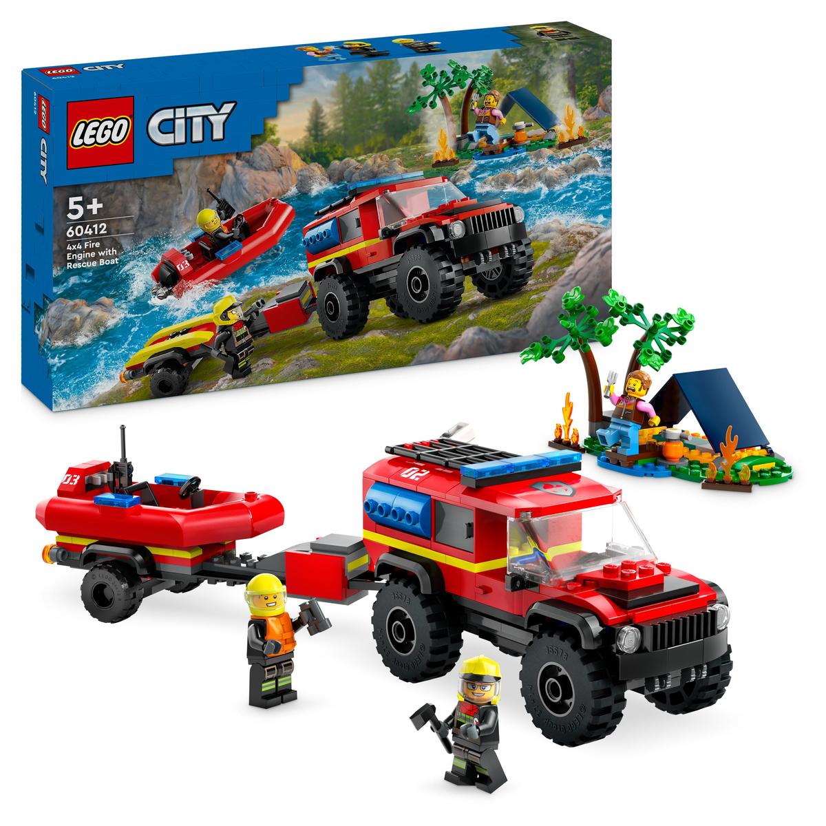 LEGO City 60412, 4x4 Brandbil med räddningsbåt