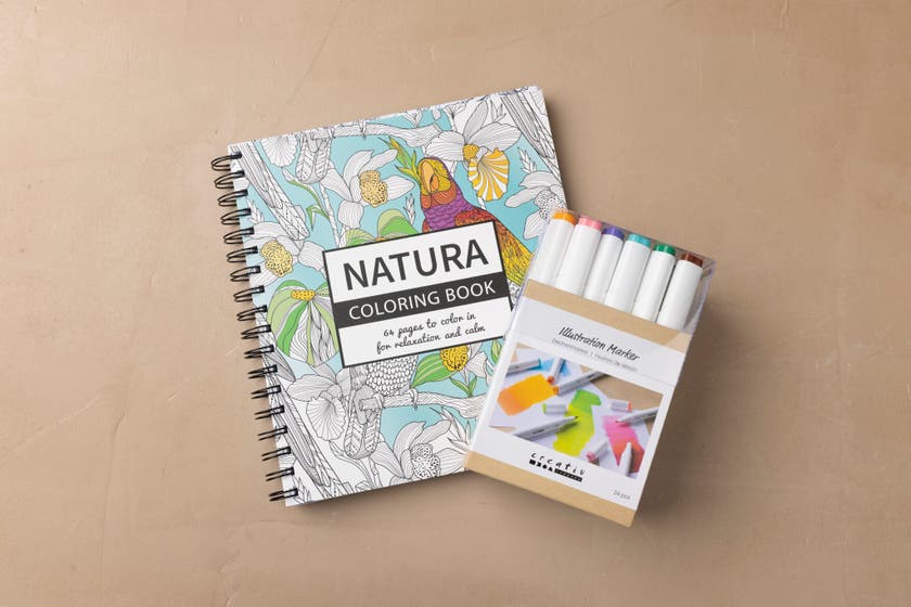 Mindfulness målarbok och illustrationspennor