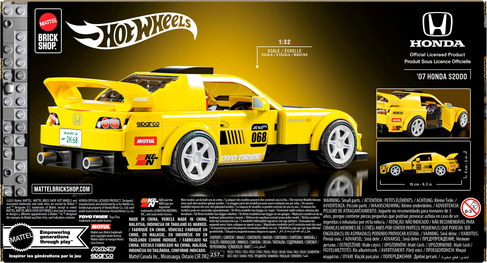 Mattel Brick Shop Speed Series Honda S2000 1:32