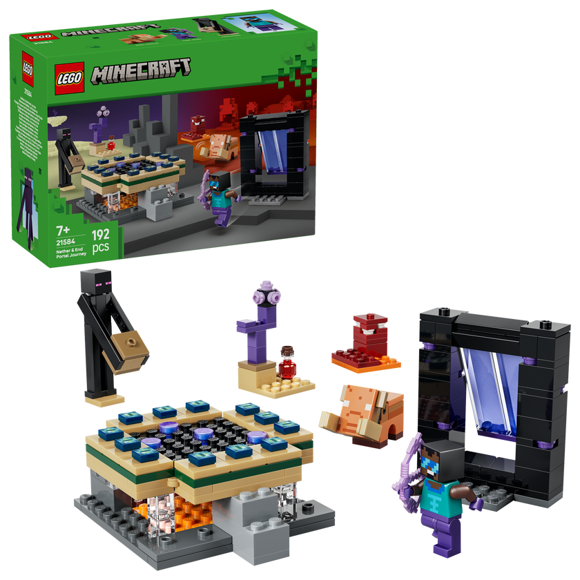 LEGO® Minecraft® Resa med Nether- och End-portal Leksak för spelare 21584