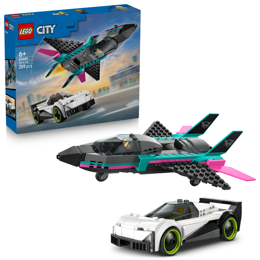 LEGO® City Jetplan mot bil – Lekset med leksaksbil och jetplan – 60489