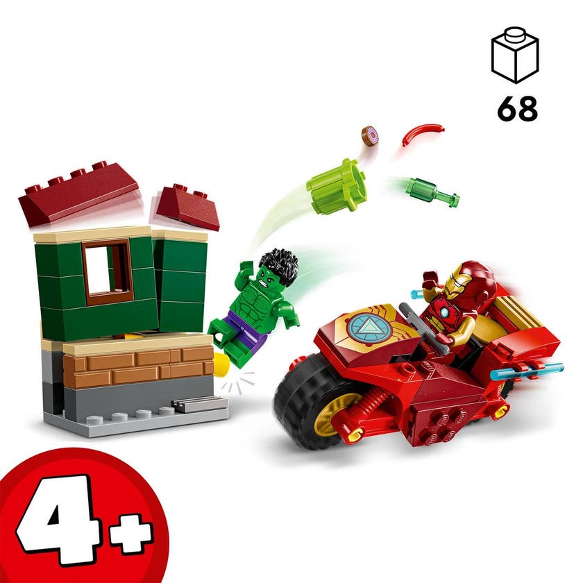 LEGO Marvel 76287, Iron Man med motorcykel och Hulk