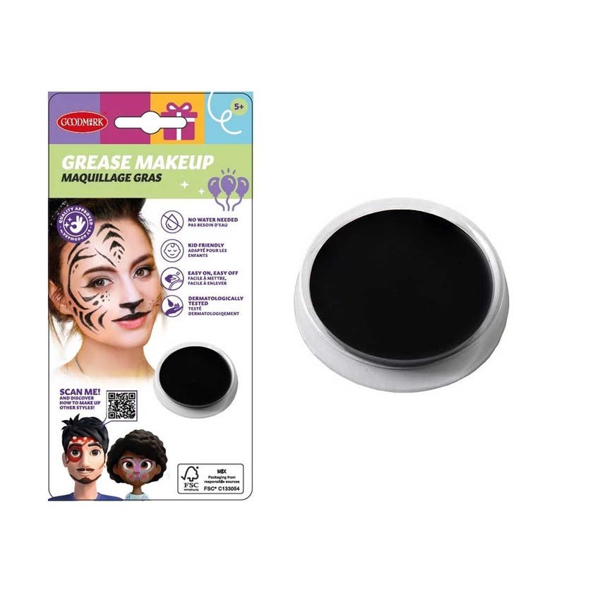 Halloween, Grease Make-Up - Round Tray - 14G Black