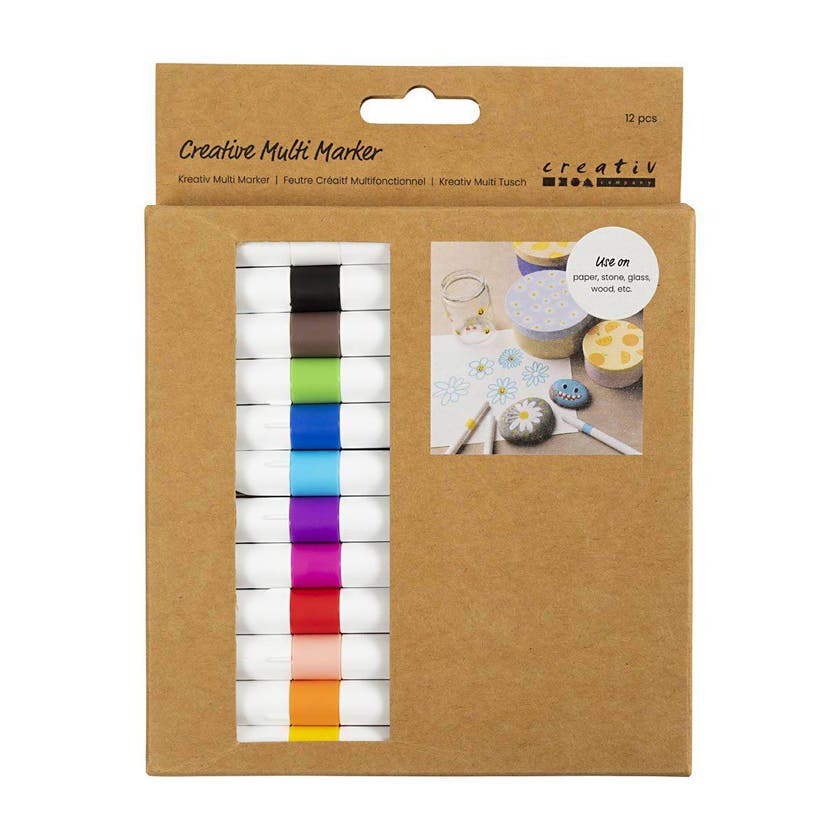 Kreativ tuschpenna, mixade färger, spets 4 mm, 12