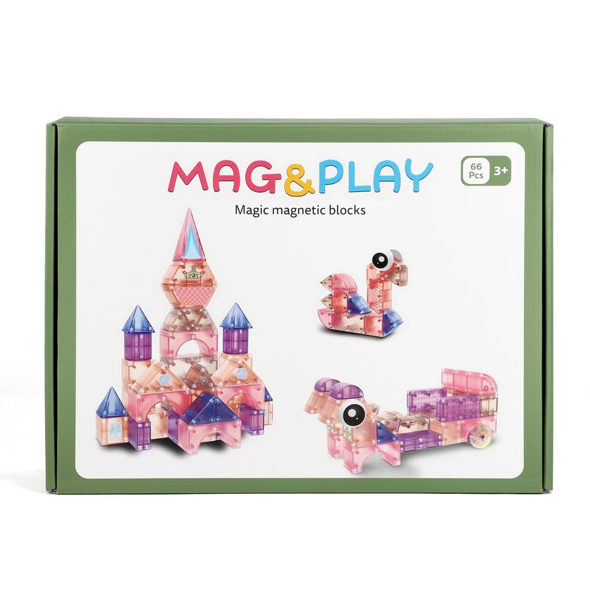 Mag&Play magnetiska byggstenar 66 st rosa