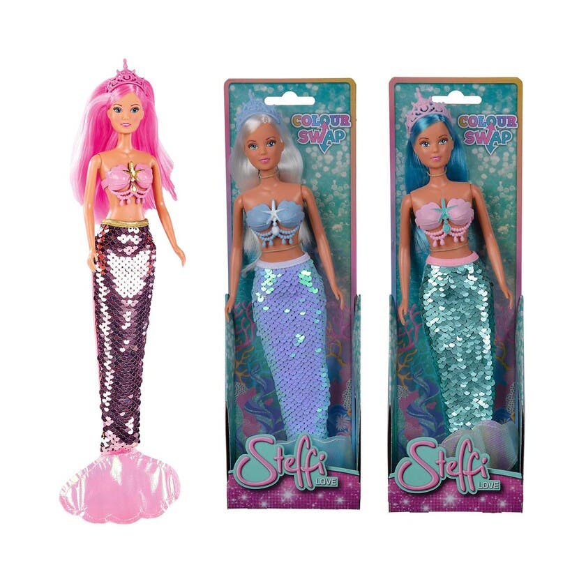 Steffi Love Sjöjungfru med Färgskiftande Fena, 3 Ass.