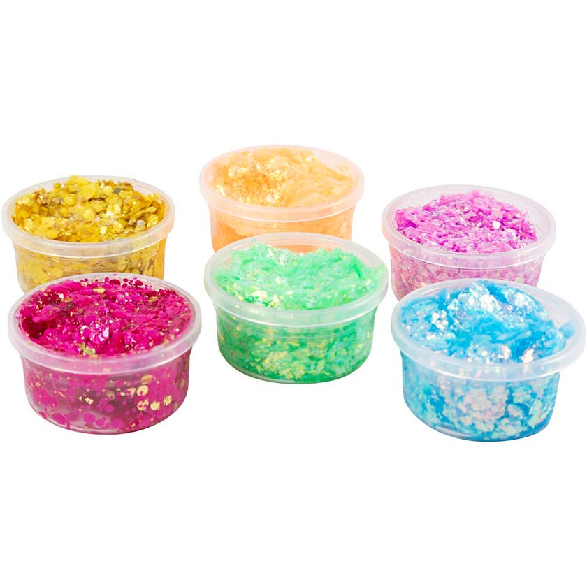 Glitter clay, pastellfärger, 6x20 ml/ 1 förp.