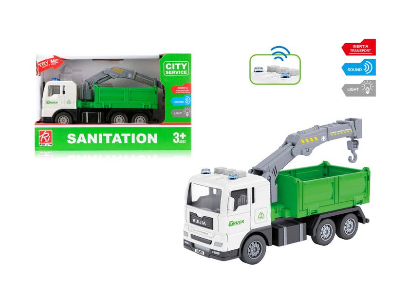 Rapid Speed - Lastbil med lyftkran 1:32 grön ljud & ljus