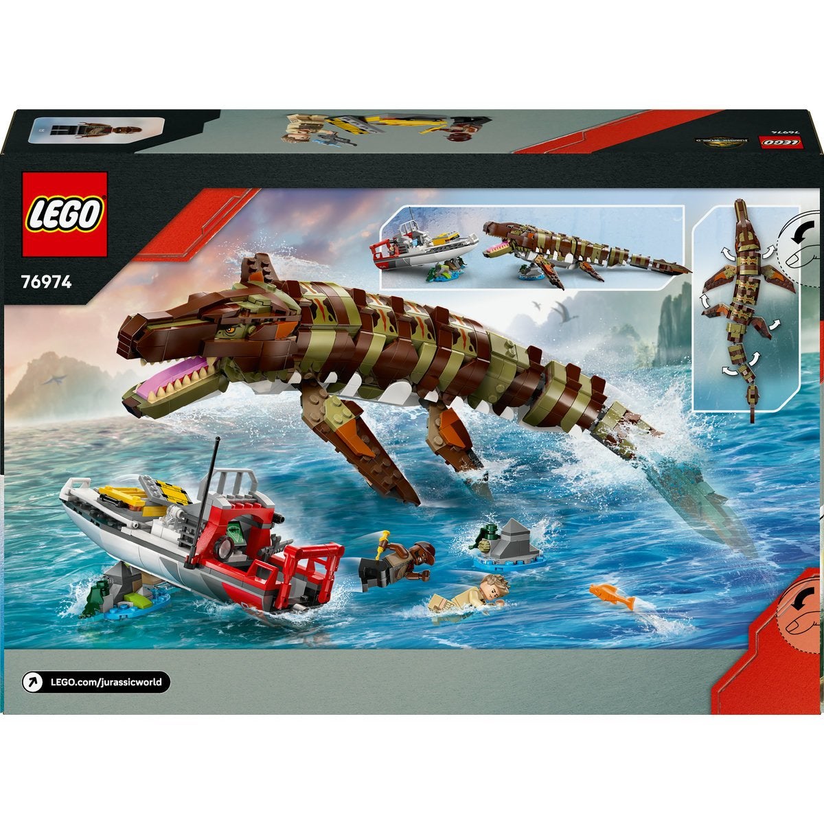 LEGO Jurassic World 76974, Båtuppdrag med klossbyggd mosasaurus