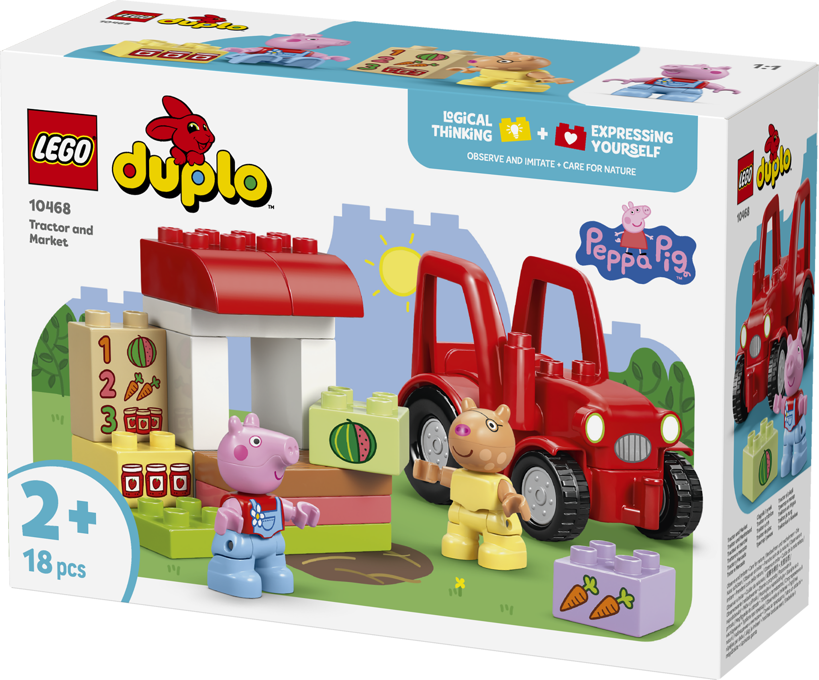 LEGO® DUPLO® Greta Gris Traktor och marknad Byggleksak med körbar bondgårdstraktor – 10468