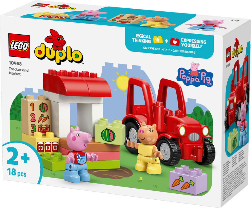 LEGO® DUPLO® Greta Gris Traktor och marknad Byggleksak med körbar bondgårdstraktor – 10468