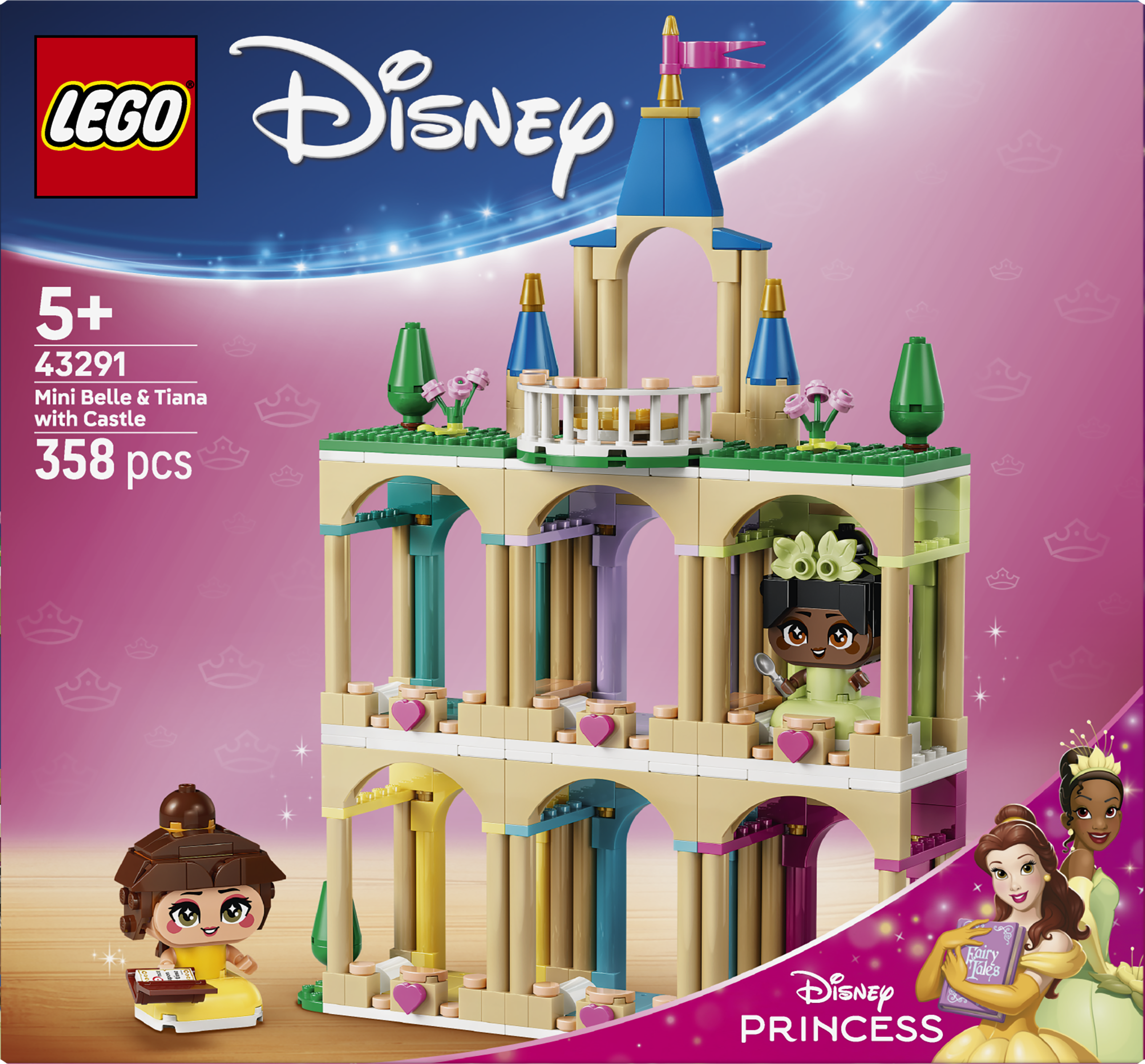 Belle och Tiana med slott i miniformat