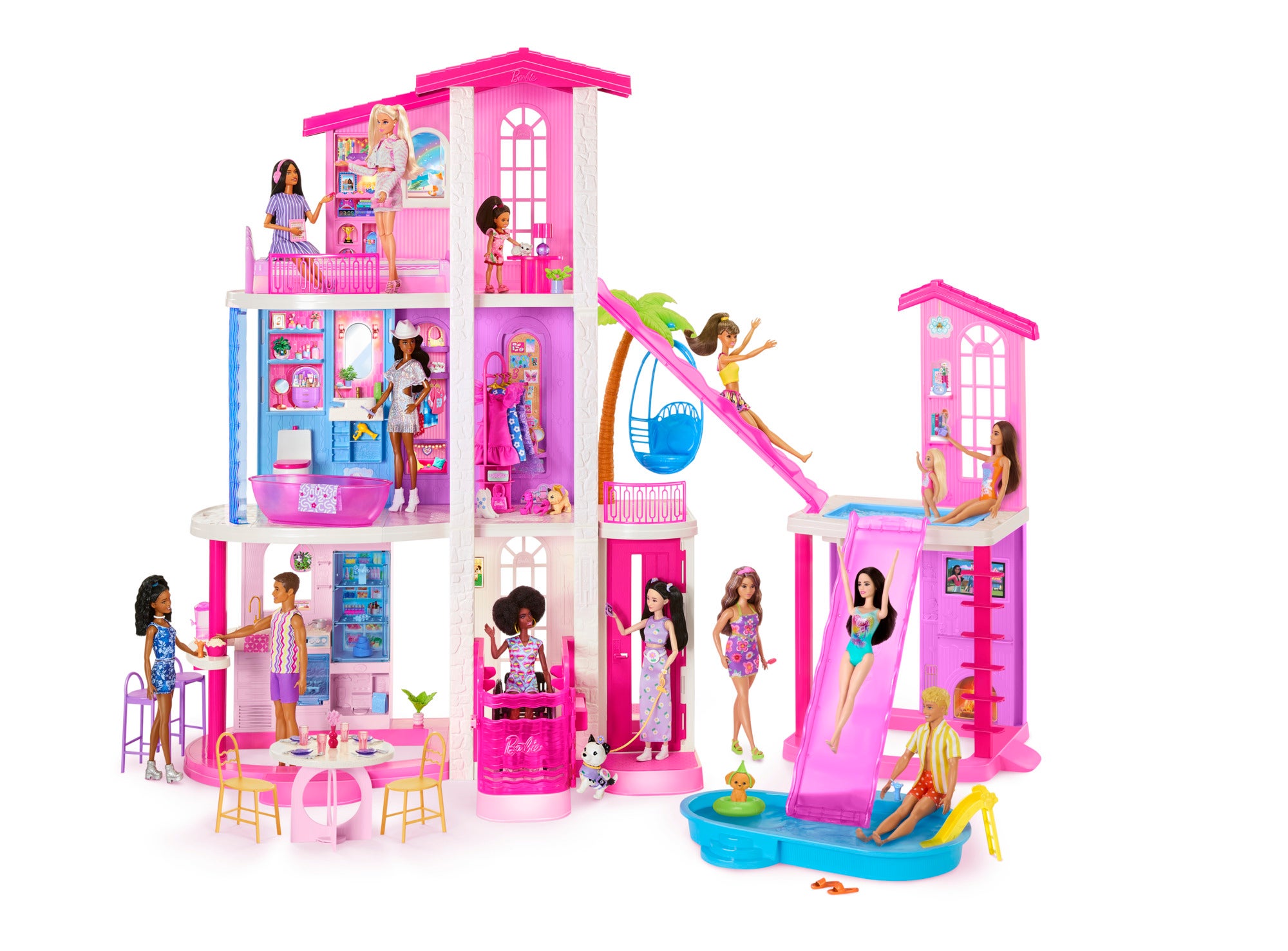 Barbie Dreamhouse med 2 hus, pooler och rutschkanor