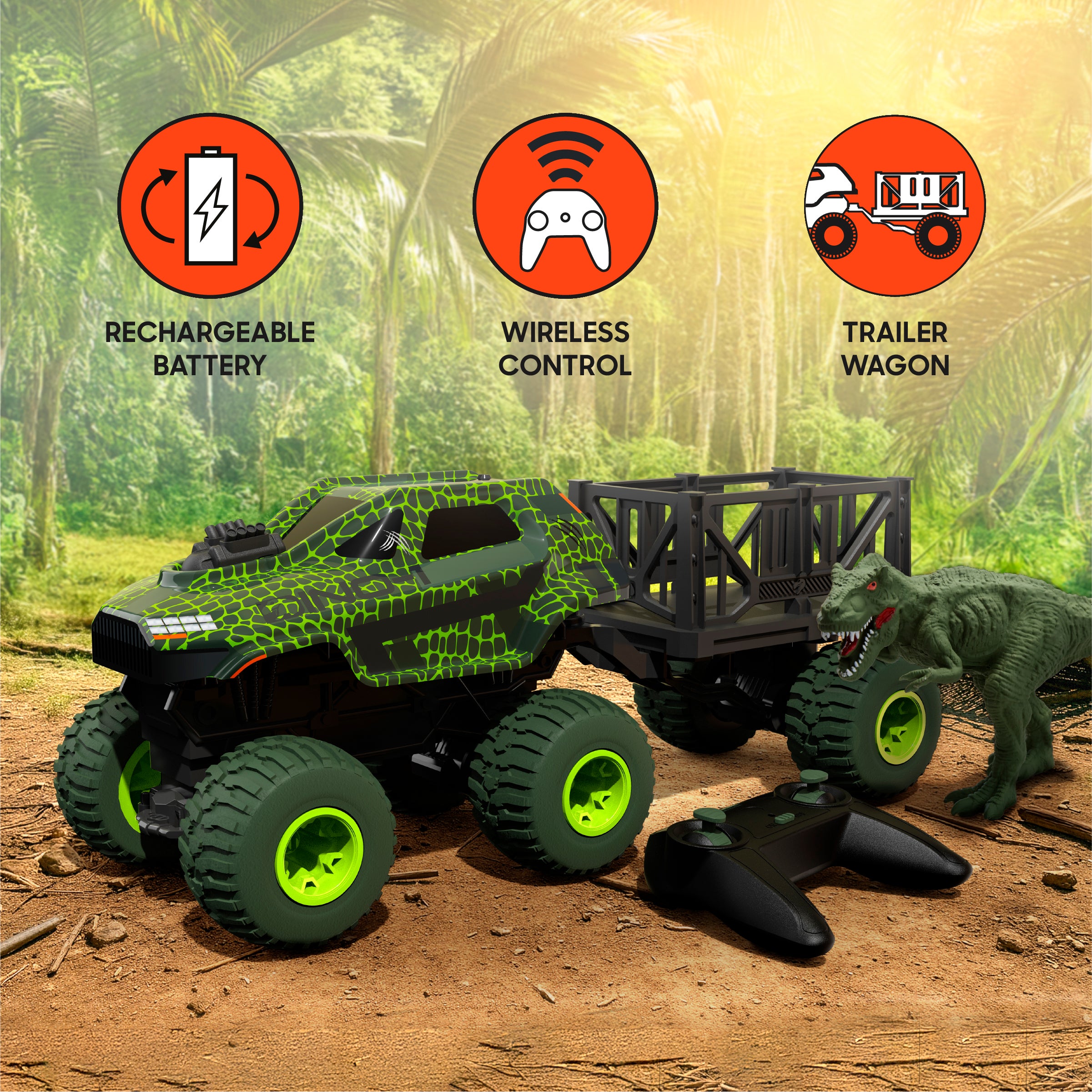 Sharper Image Rex Recon RC-lastbil med dinosaurie