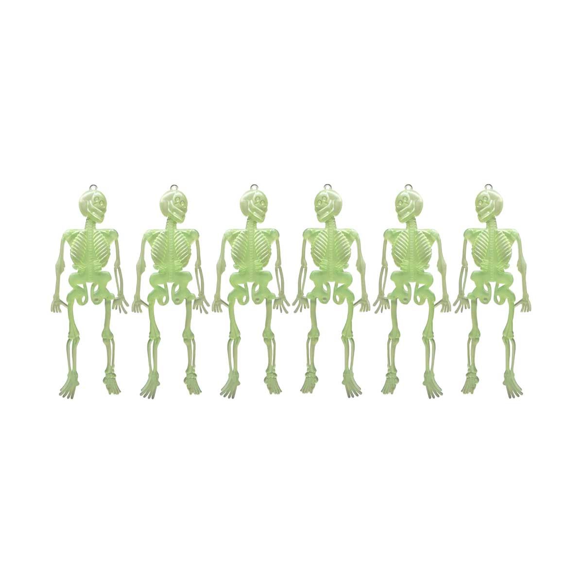 Halloween, Glow-In-The-Dark Skeletons 6 Pcs/Pss