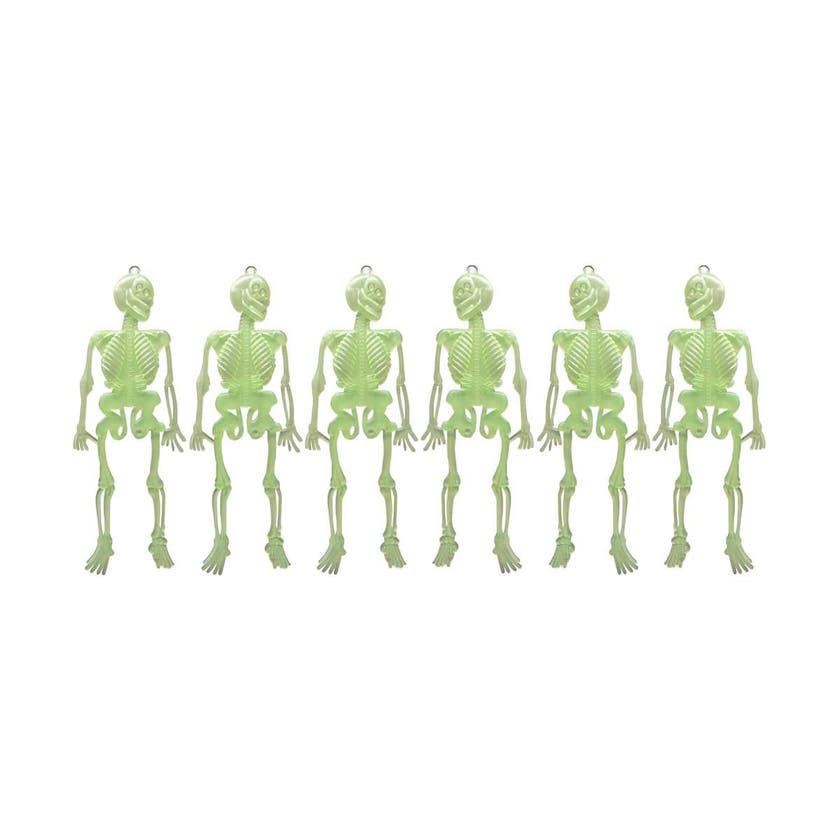 Halloween, Glow-In-The-Dark Skeletons 6 Pcs/Pss