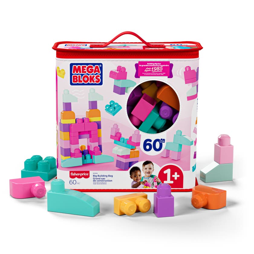 Mega Bloks Big Building Bag (60 klossar) - Pink