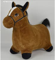 KREA Hop and Bounce Plush Horse – Brun mjuk studshäst