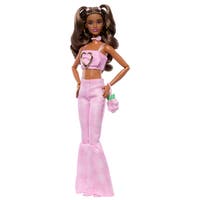 Barbie Deluxe Style Docka med Rosmönstrad Jeanslook