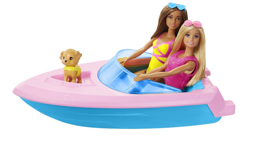 Barbie Båt med Docka, Hundvalp och Tillbehör
