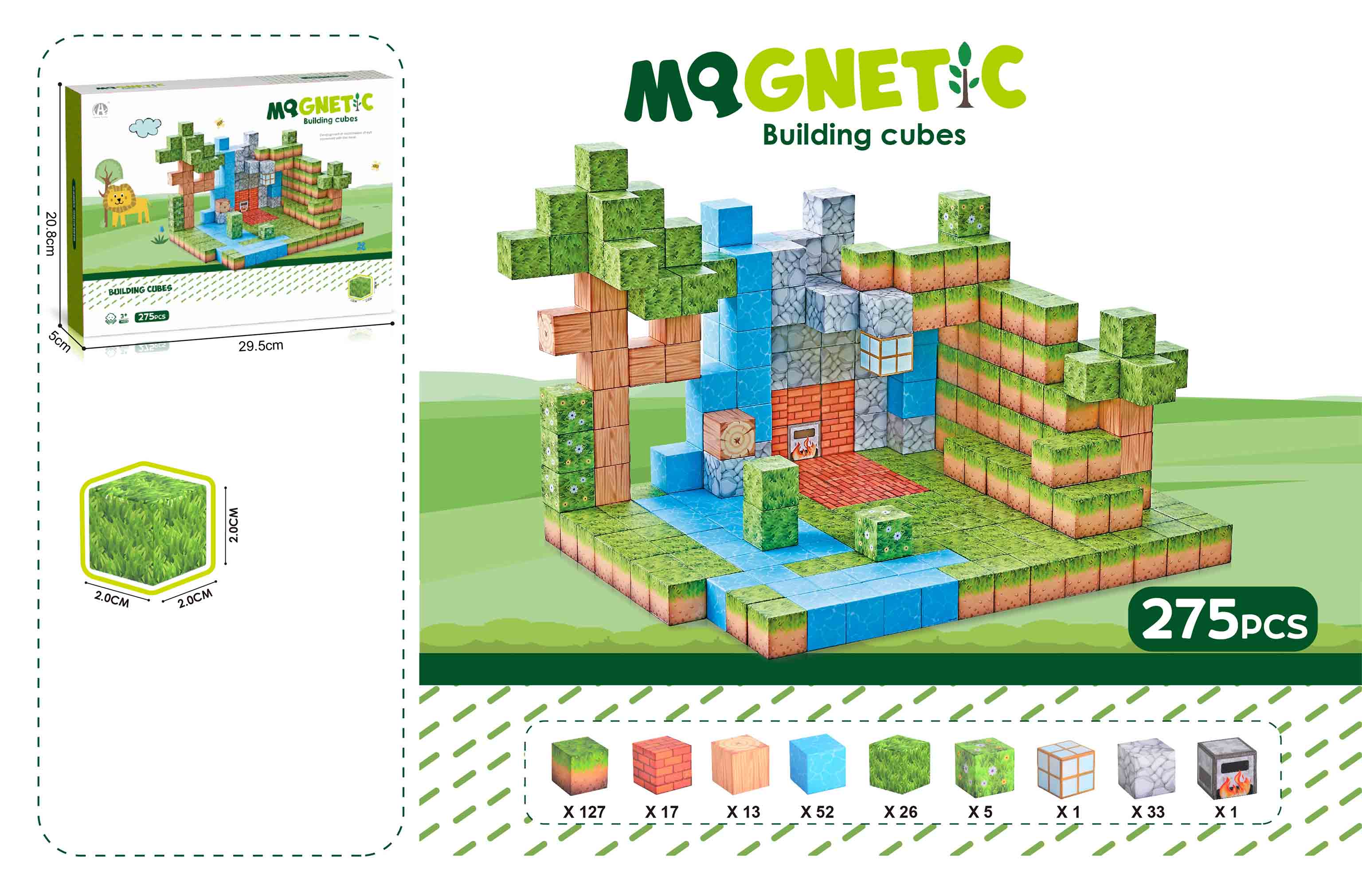 Mag&Play - Building cubes 2 cm  275 st