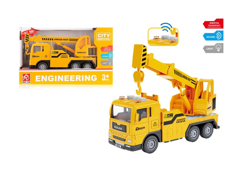 Rapid Speed - Lastbil med lyftkran 1:32 gul ljud & ljus