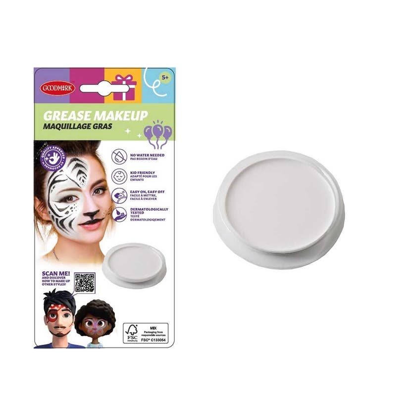 Halloween, Grease Make-Up - Round Tray - 14G White